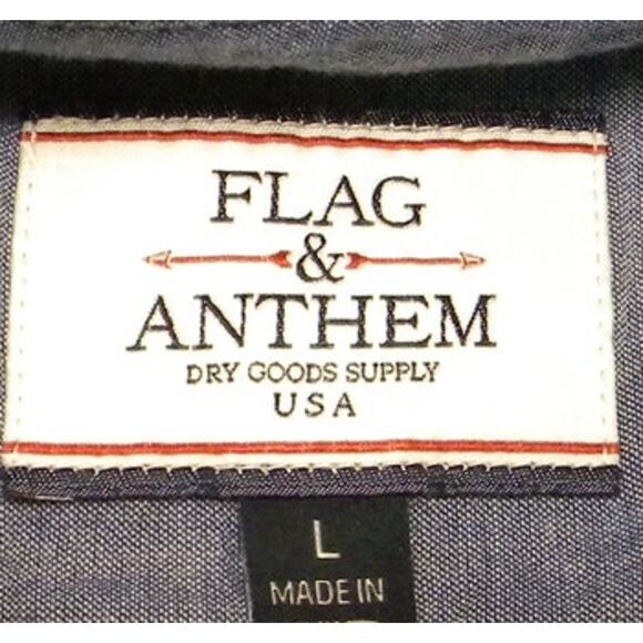 Flag & Anthem Men's Blue Checkered Button Up Long Sleeve Shirt 100% Cotton Large - Picture 4 of 5